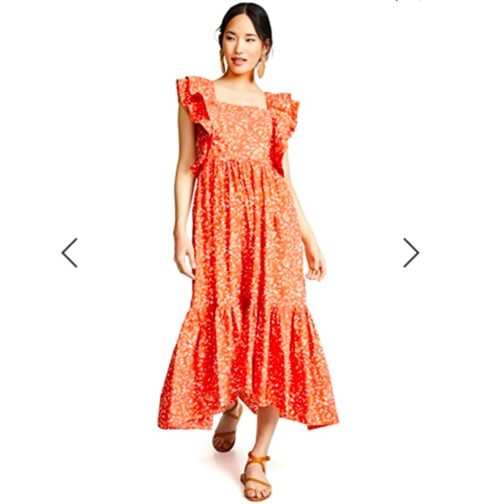Ulla Johnson Orange Floral Maxi Dress